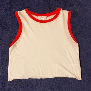 red & white cropped muscle tank